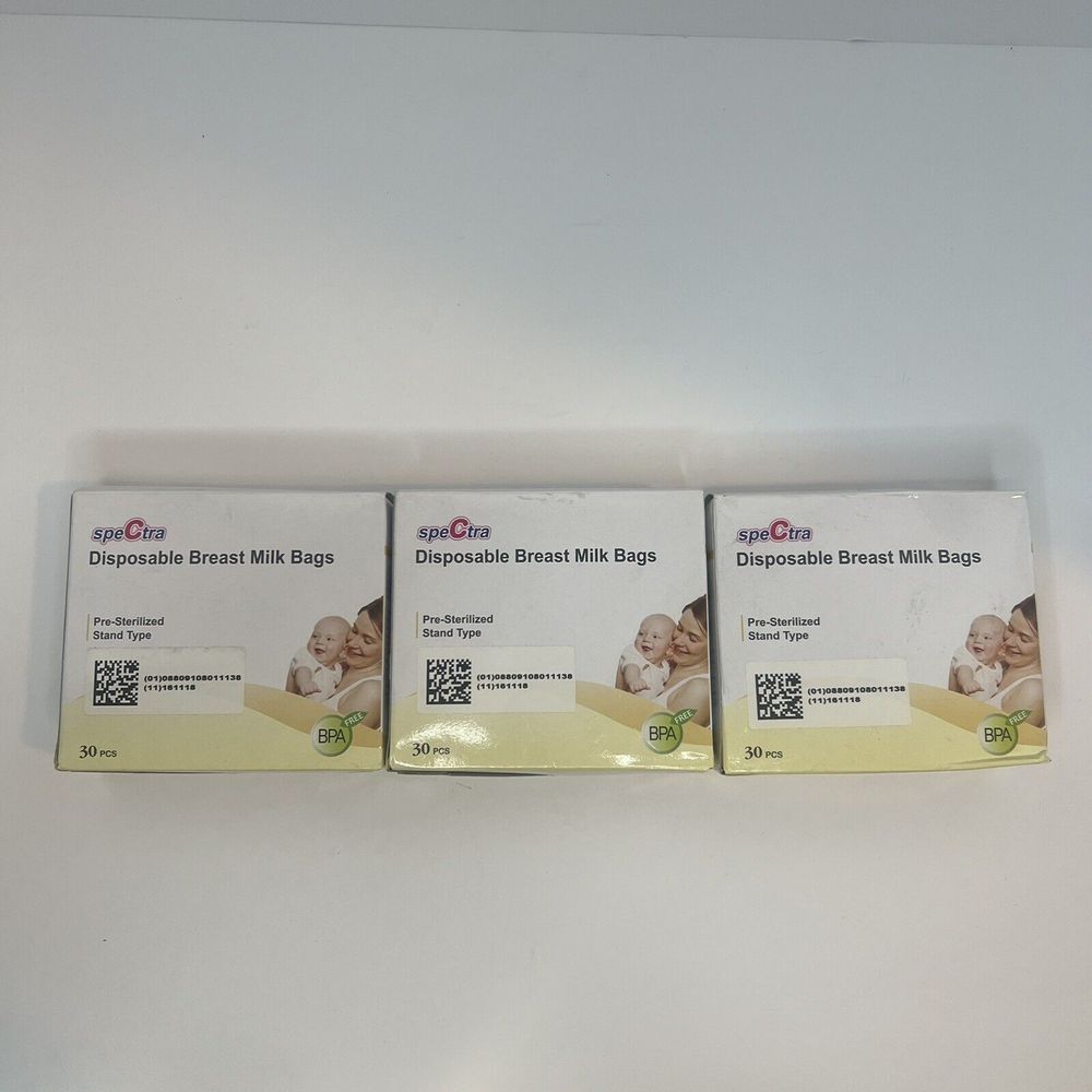 Spectra Disposable Breast Milk Bags 30 pc x 3 Boxes Presterilized Stand Type New
